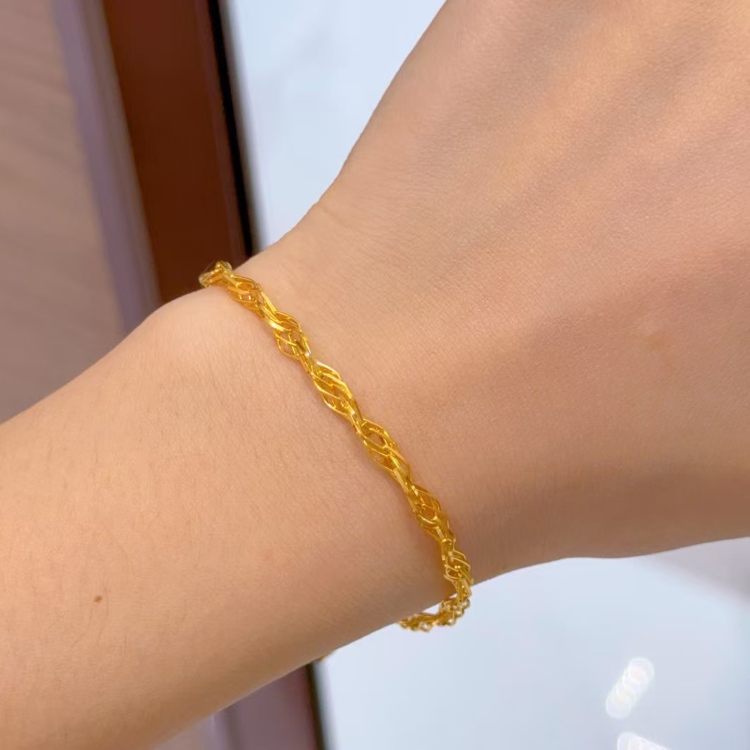 【诗诗精选】足金999 5G精品水波纹手链