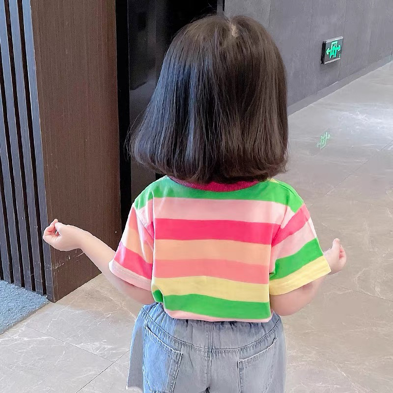 3店-彩色条纹T恤（扣号）