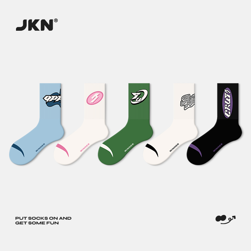 JKN袜子女中筒袜夏季薄款2023新款街头潮袜棉美式运动篮球长袜男