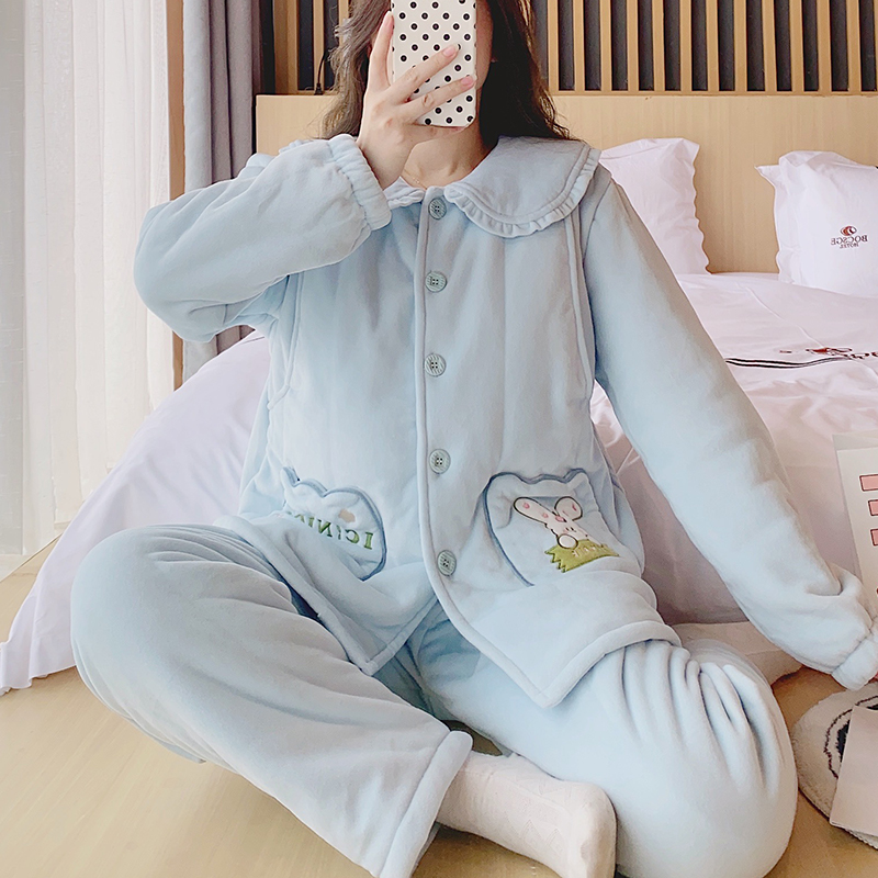 月子服冬季产后冬天孕妇加绒11-12月份哺乳衣婴儿绒加厚孕妇睡衣