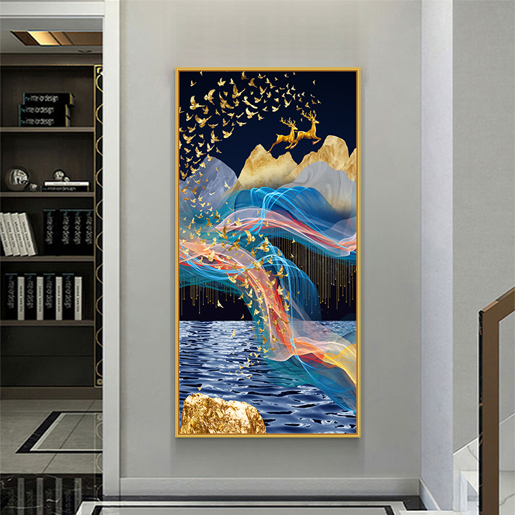 玄关贴画自粘壁画简单大气装饰墙面客厅走廊竖版背景墙纸卧室遮丑