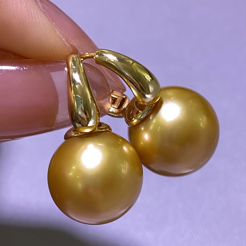 925银耳饰 百搭茶金色正圆马凡舒耳饰轻奢气质三十岁女人高雅简约