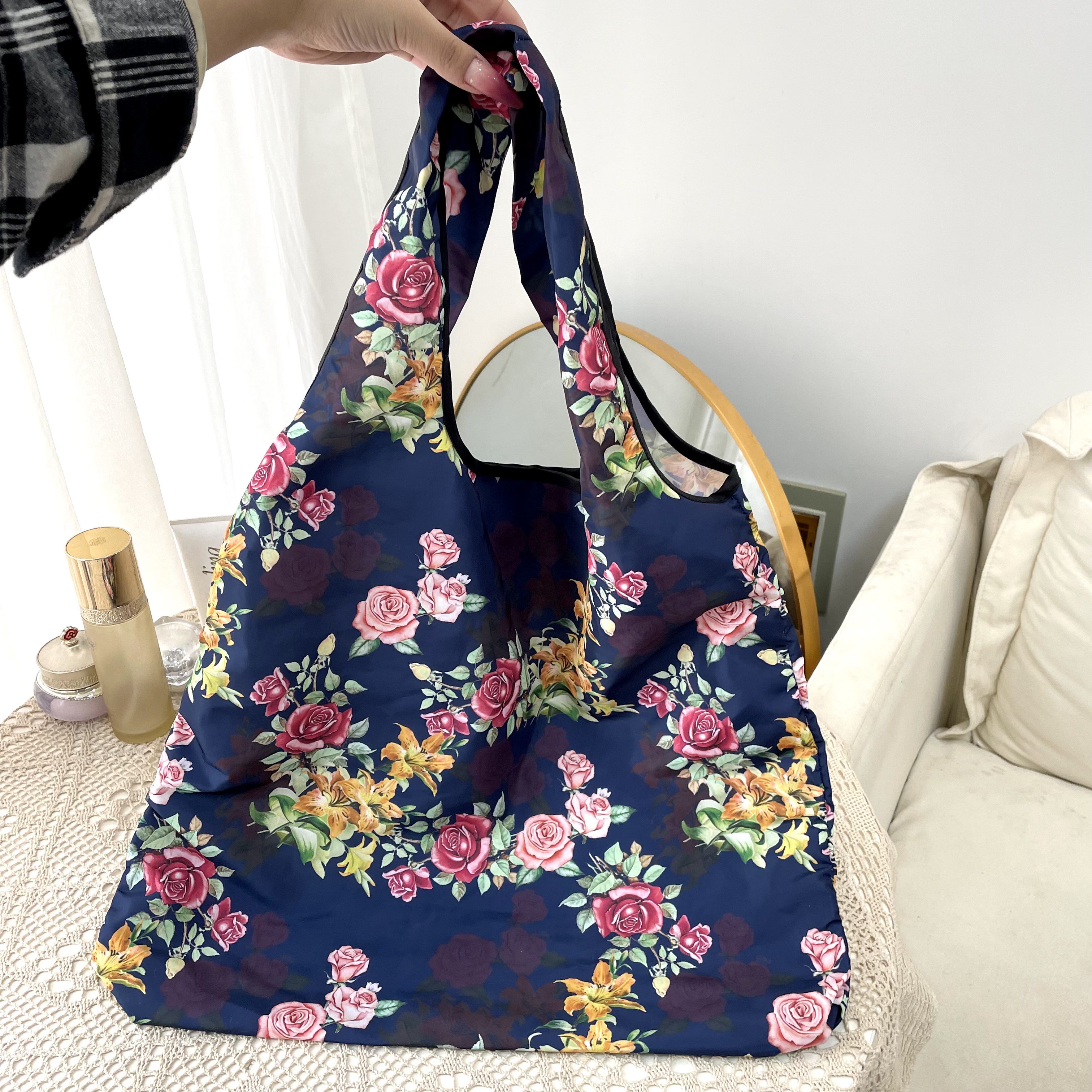 时尚购物袋中号单肩手提袋可折叠便携超市环保袋