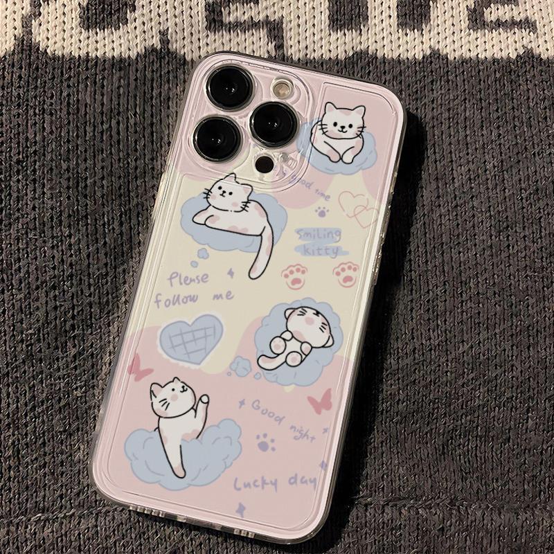 彩色云朵猫咪苹果华为/vivo/小米/oppo手机壳iphone15/13/14软壳