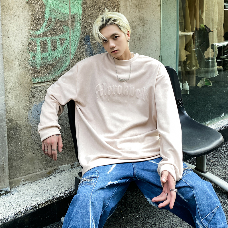 HQ1245潮牌春秋oversize港风情侣宽松百搭字母圆领卫衣