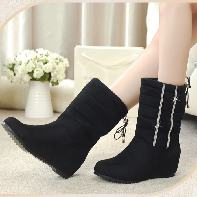 中筒靴薄靴单靴子新款老北京布鞋星光闪耀柔软内增高女靴