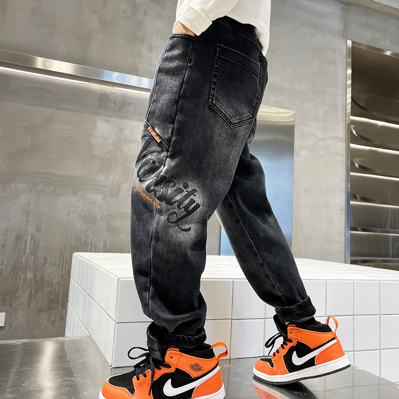 巴拉巴拉男童加绒牛仔裤子春秋冬款一体绒2023新款加厚中大儿童冬