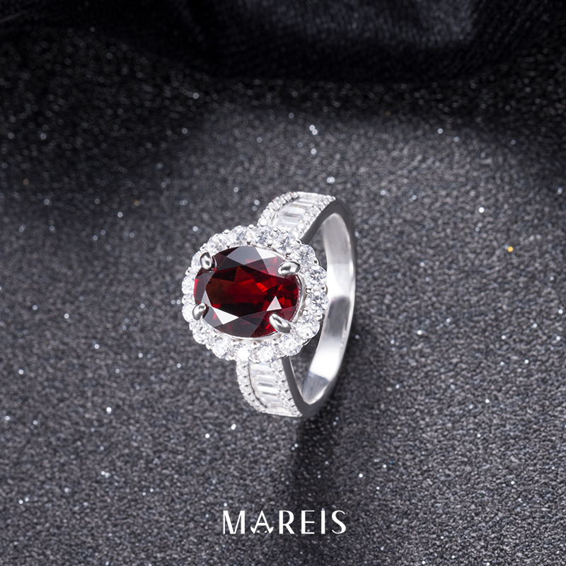 MAREIS·玛芮丝珠宝 S925银渡金 戒臂戒指 3.2克拉天然石榴石