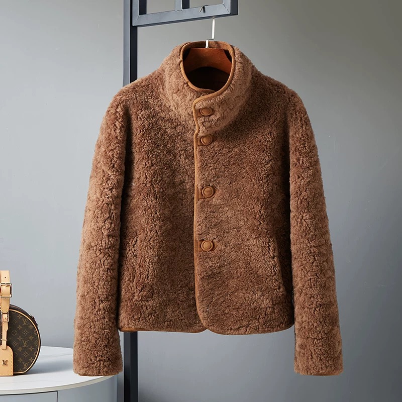 2024新款冬羊羔毛两面穿羊毛一体短款外套女小个子羊剪绒皮草大衣