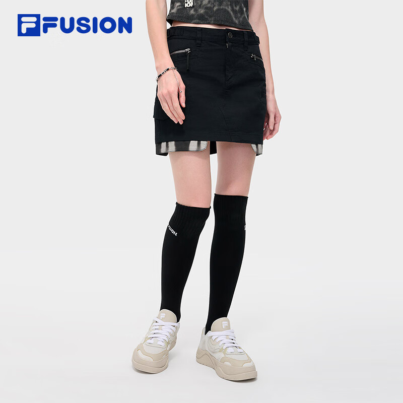 FUSION梭织裙女2024秋新款时尚修身牛仔工装半身裙T11W433302