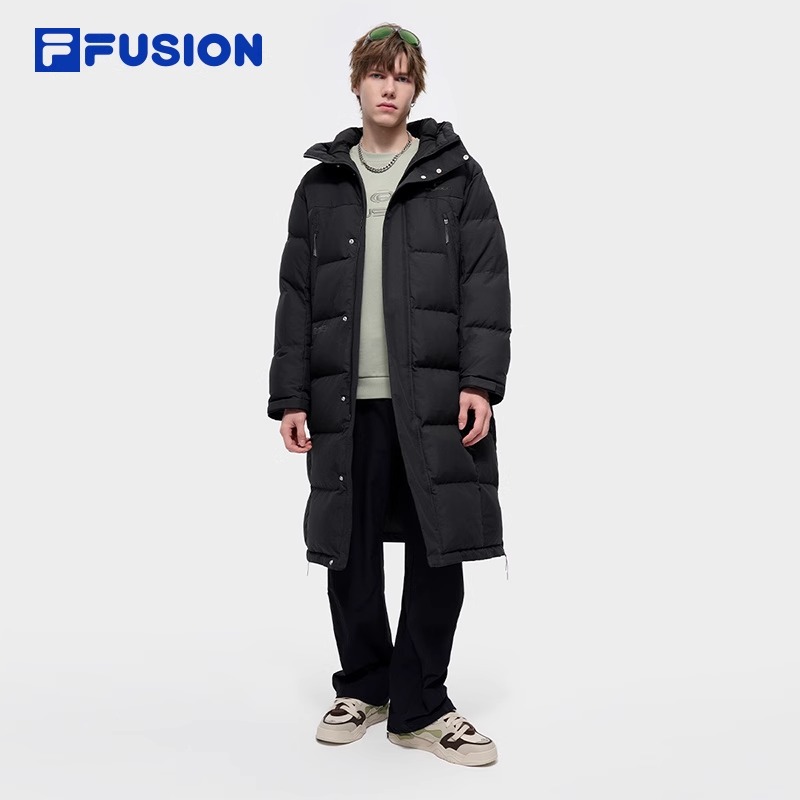 侯明昊同款FUSION斐乐长款鹅绒羽绒服男24冬季新款外套T11M441903