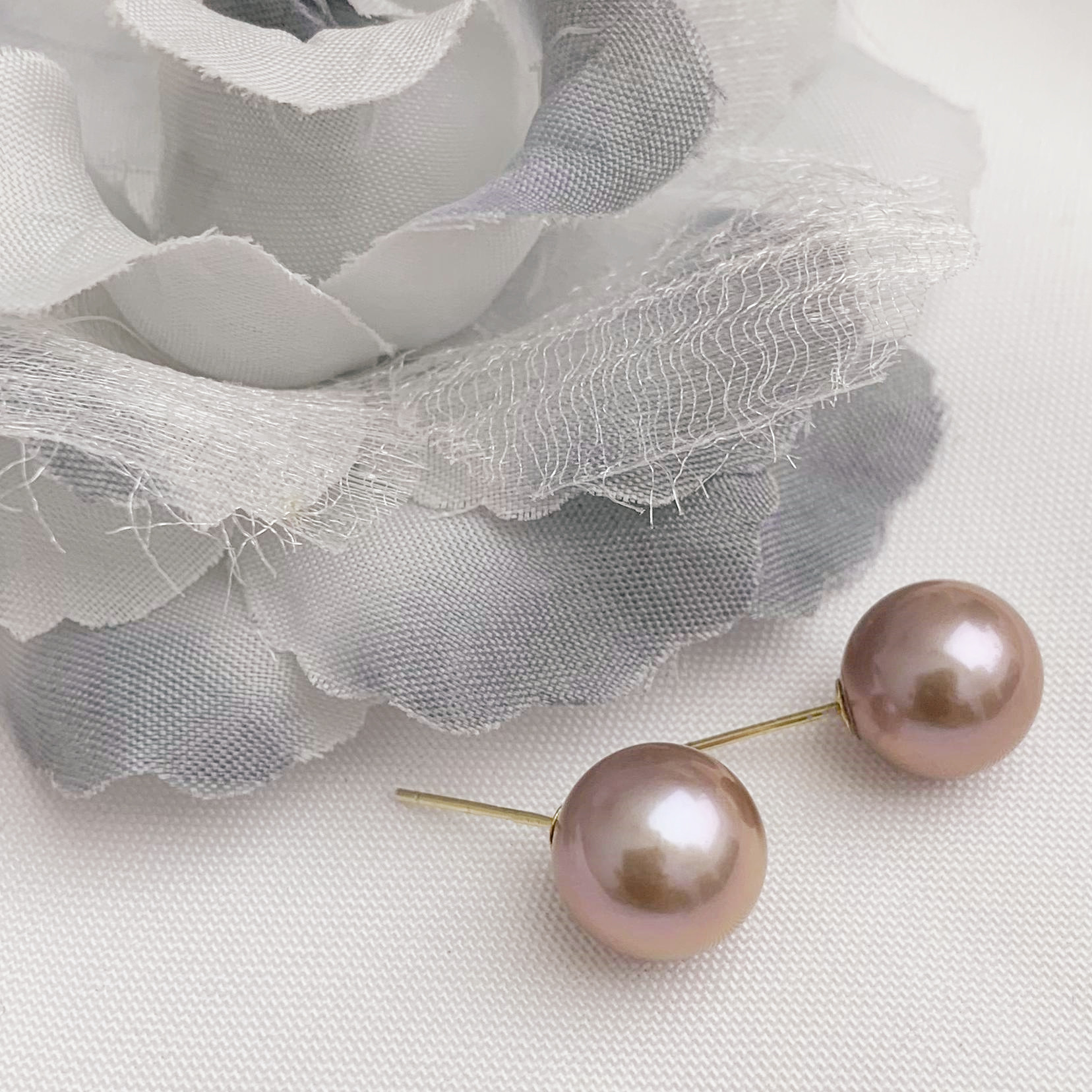 DUOSHIMAN/朵诗曼金属紫珍珠耳钉12-13mm