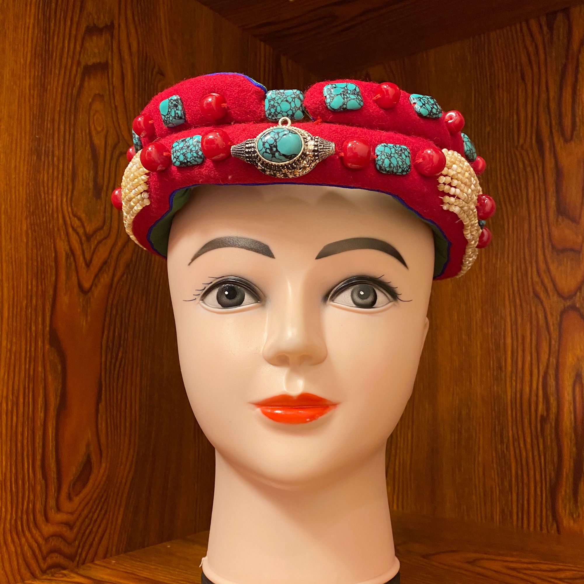 铜合金布艺婚庆饰品 R2拉萨发货 藏式藏装头饰“巴伦”  R2手工缝制