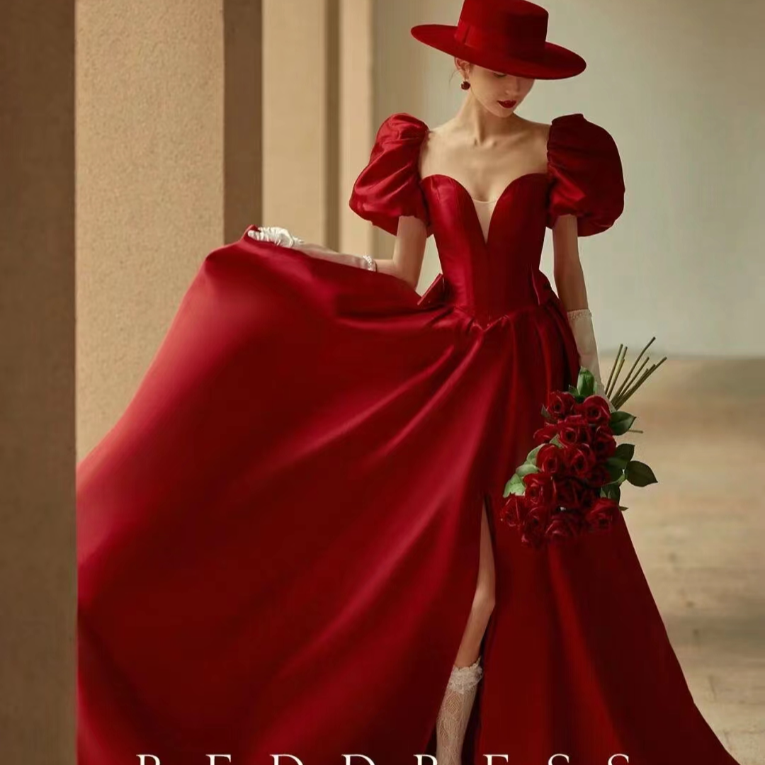 品质款 彩纱缎面婚纱影楼拍摄服装外景旅拍礼服2025新款气质公主