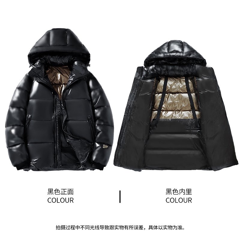 【降温必备!】2023秋冬新款男女同款棉服保暖可脱卸帽黑金棉衣