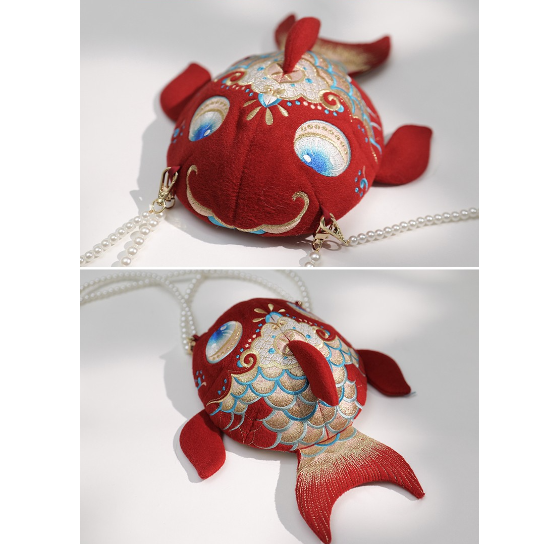 钟灵记【桃花锦鲤】包包单件百搭锦鲤精致古典可拆卸