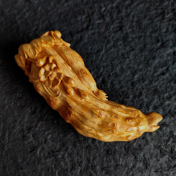 【竹师傅】一物一图玉竹根雕刻呱呱来财文玩手把件夏荣建刻纯手工