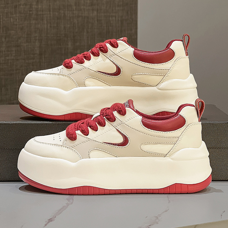 时尚小白鞋2023年秋季运动风小众休闲鞋网红爆款韩版拼色厚底女鞋