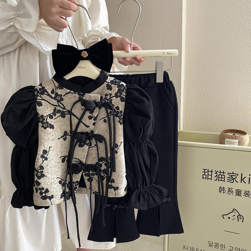 巴拉巴拉女童秋装套装2023新款轻复古新中式中国风春秋款儿童两件