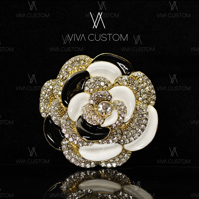 合金合成锆石胸针 （HD系列）气质山茶花胸针