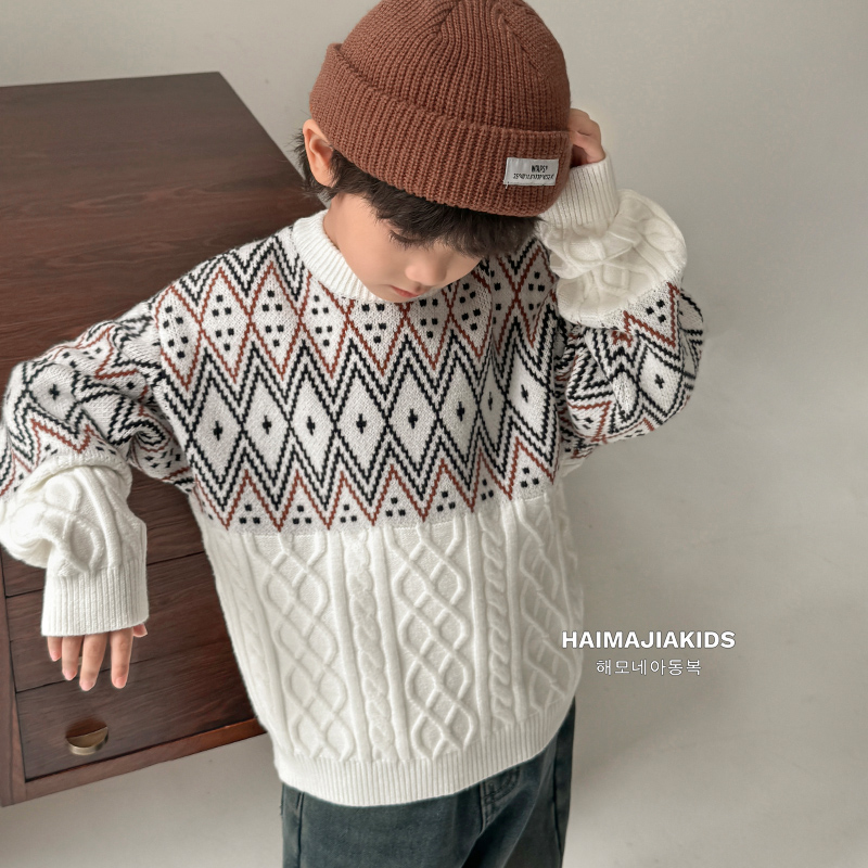 男童毛衣儿童秋冬薄款新款大童洋气圆领套头针织衫线衣24dp04