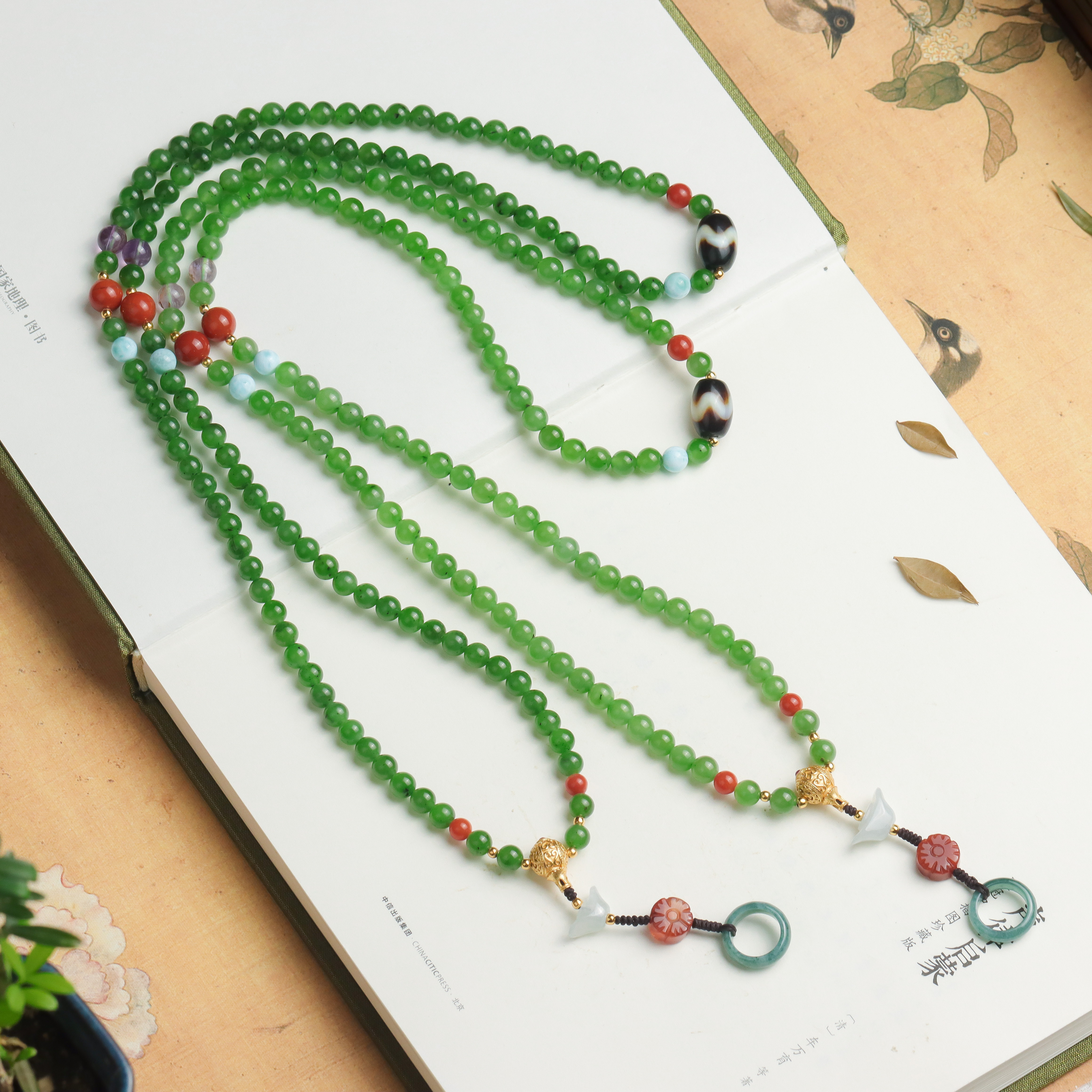 碧玉圆珠元宝民族风DIY百搭手工女款毛衣链 (多样性发货 发其一)