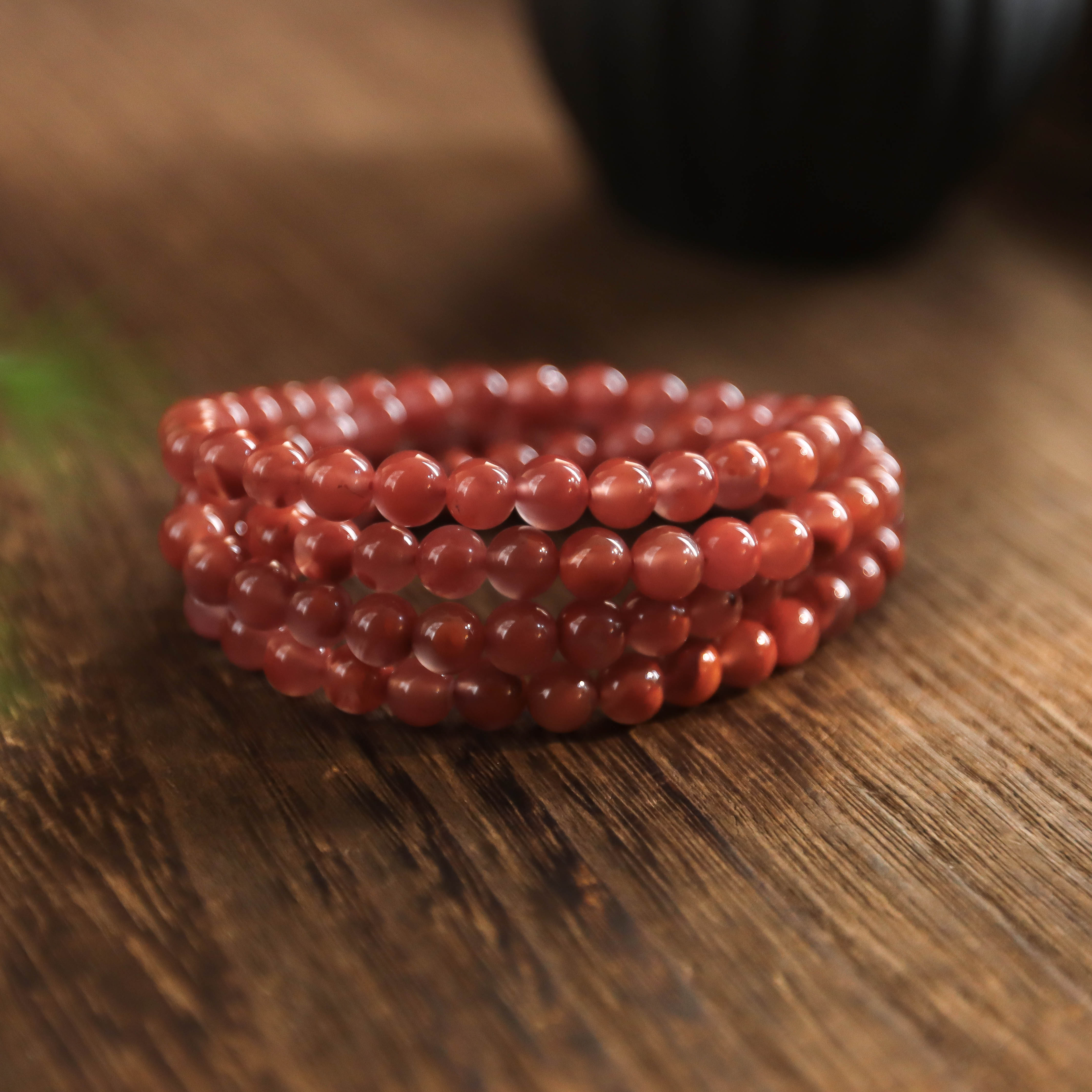 南红玛瑙圆珠火焰纹素圈民族风百搭送礼女款多圈手串