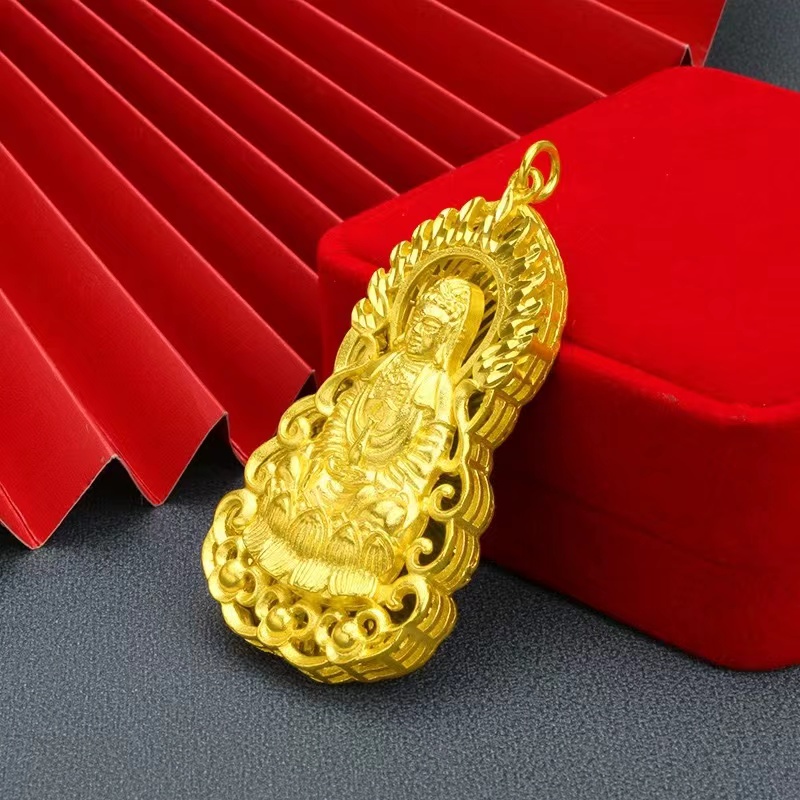 吊坠 男款时尚观音吊坠金色气质项坠