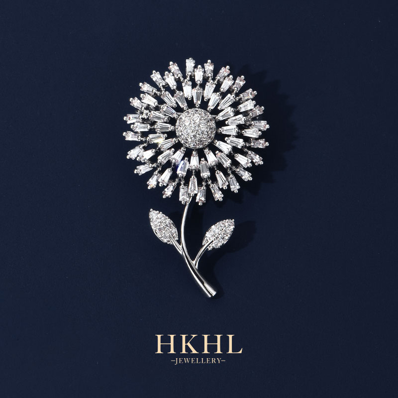 合金锆石胸针 HKHL 蒲公英胸针女款胸花高档轻奢小众高级感西