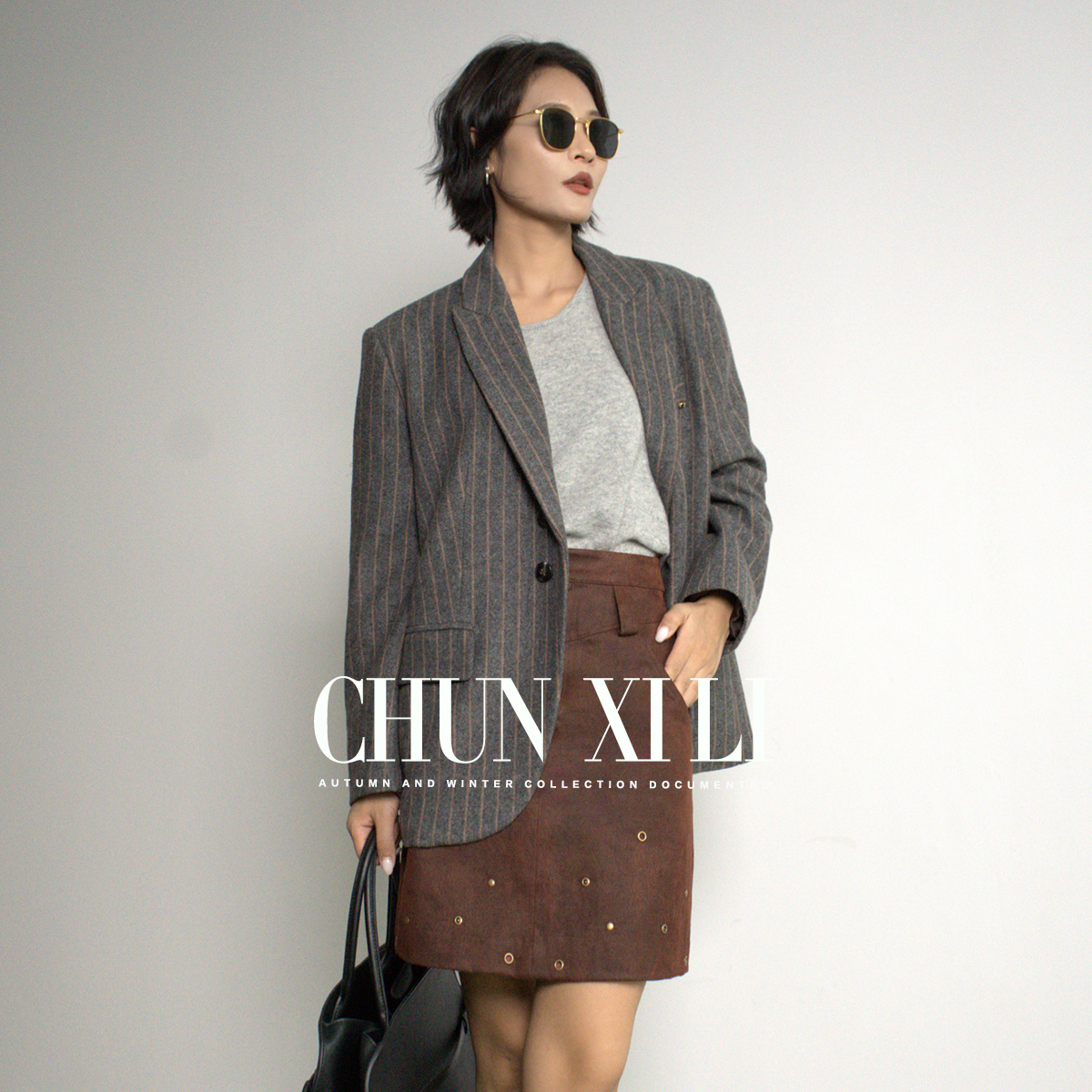 CHUNXILI/春熙里 条纹极简西装 秋季时尚气质外套D04W42037