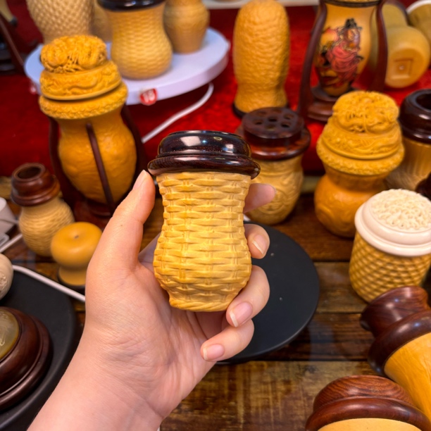 框纹鱼篓养蛐蛐儿养黑虫儿蝈蝈葫芦定制的配红酸枝口肚51高88