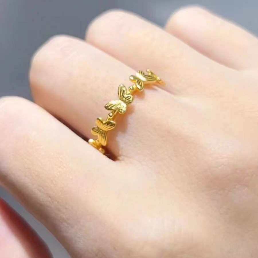钛钢戒指 钛钢2024年新品蝴蝶戒指可调节戒指女款女款气质百搭