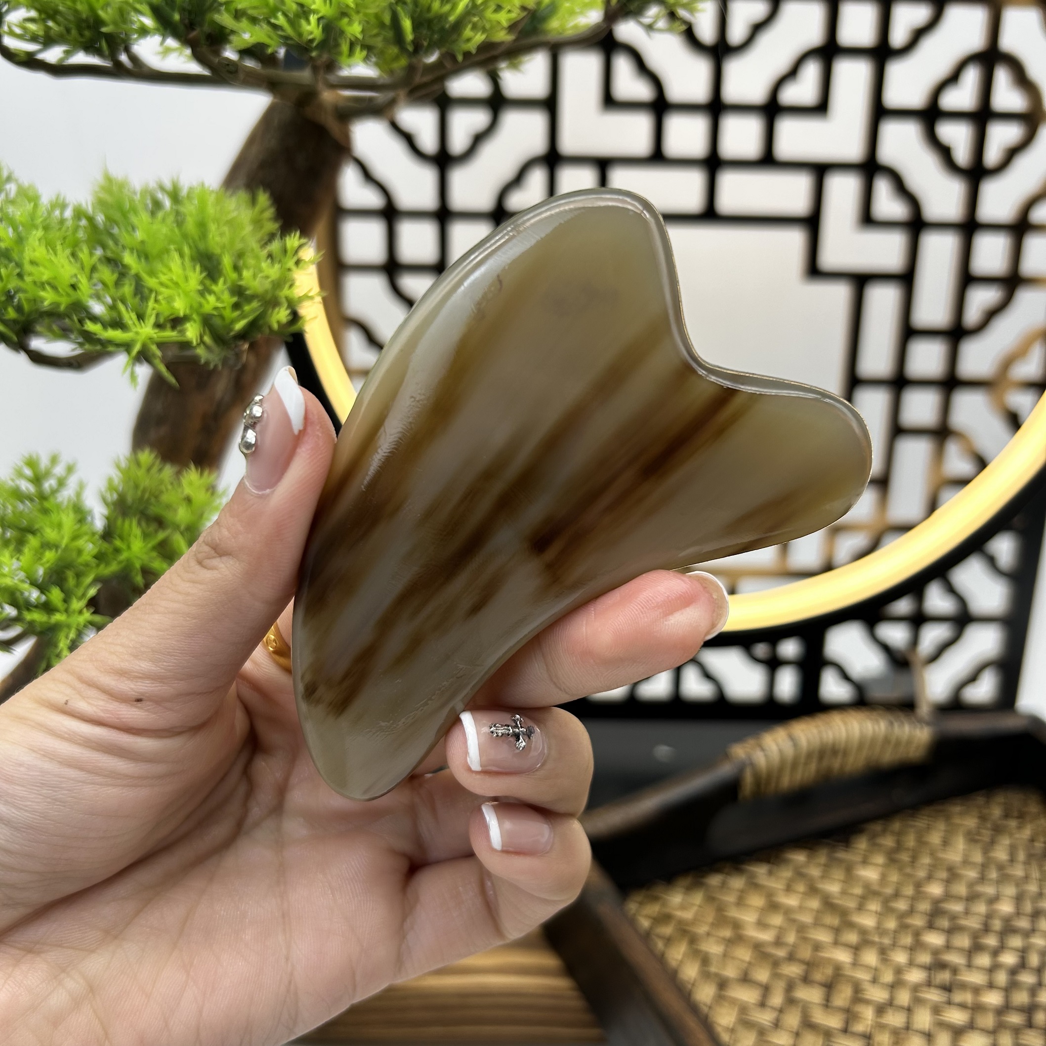 梳艺 精品特厚牛角板 加厚脸部提拉刮脸板通经美容板