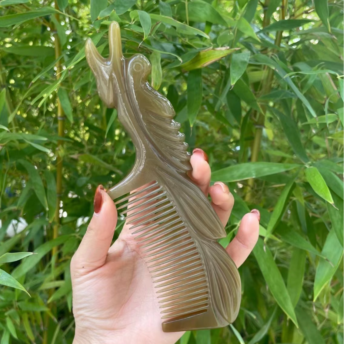 梳艺 精品水牛角加厚龙梳 21公分左右 家用大号防静电手工牛角梳