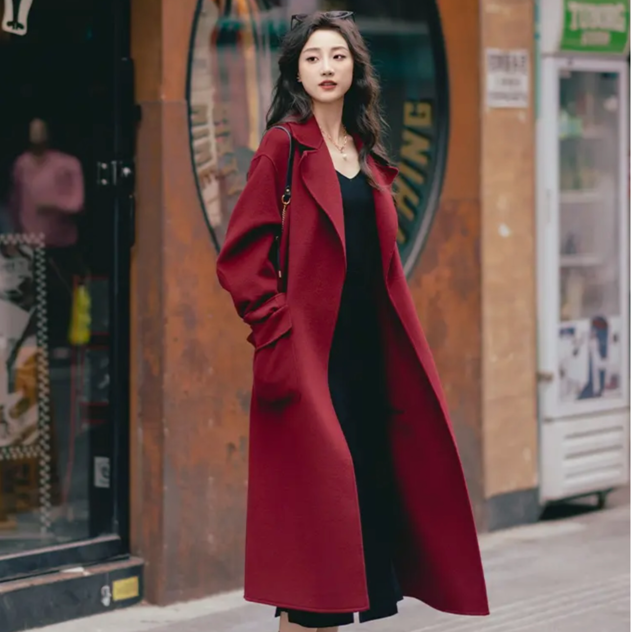 GIRDEAR/哥弟新款火出圈的安可拉红大衣呢子双面呢1400640