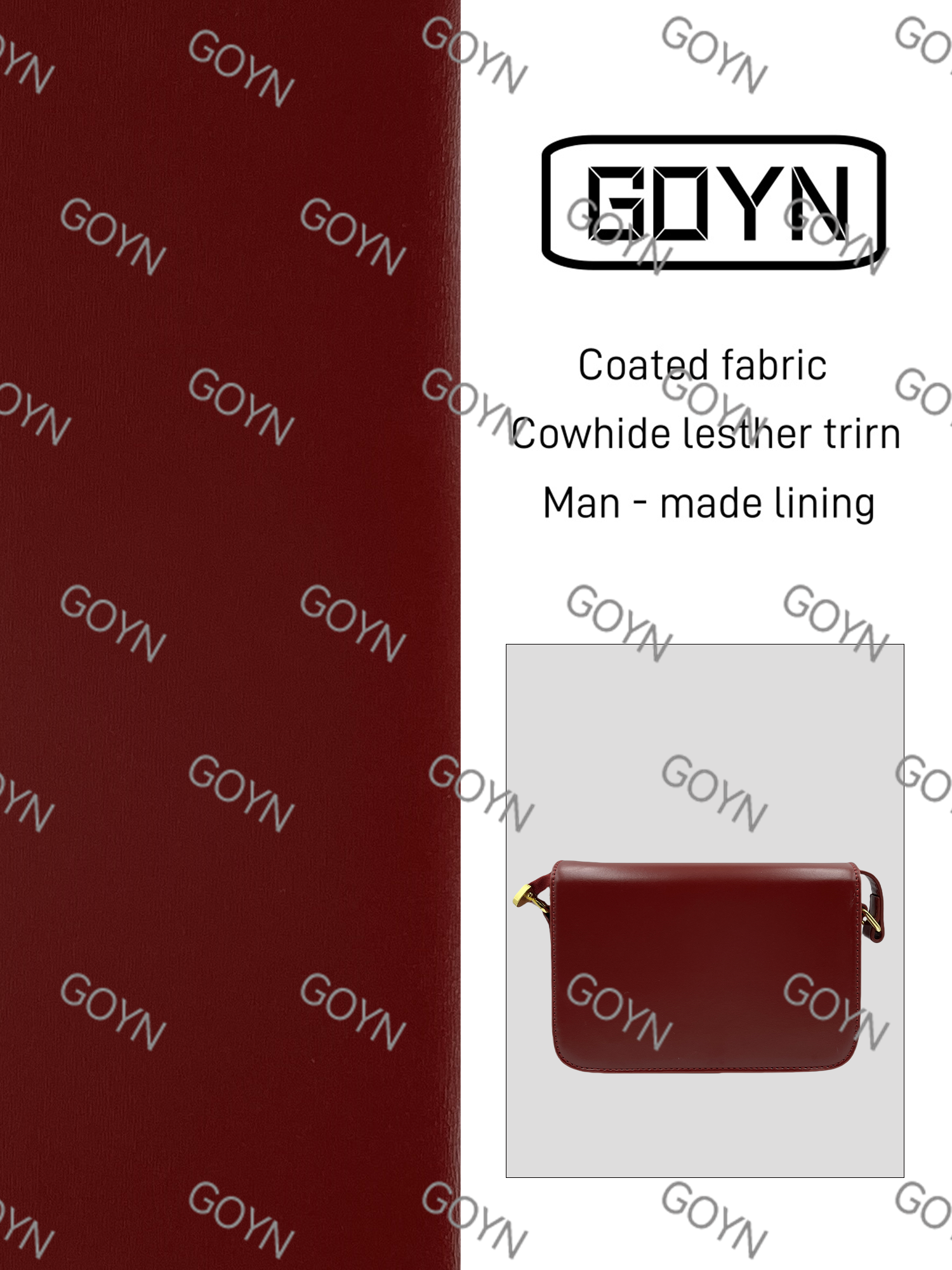 GOYN手工真皮女包 金门 豆腐包红色 0166