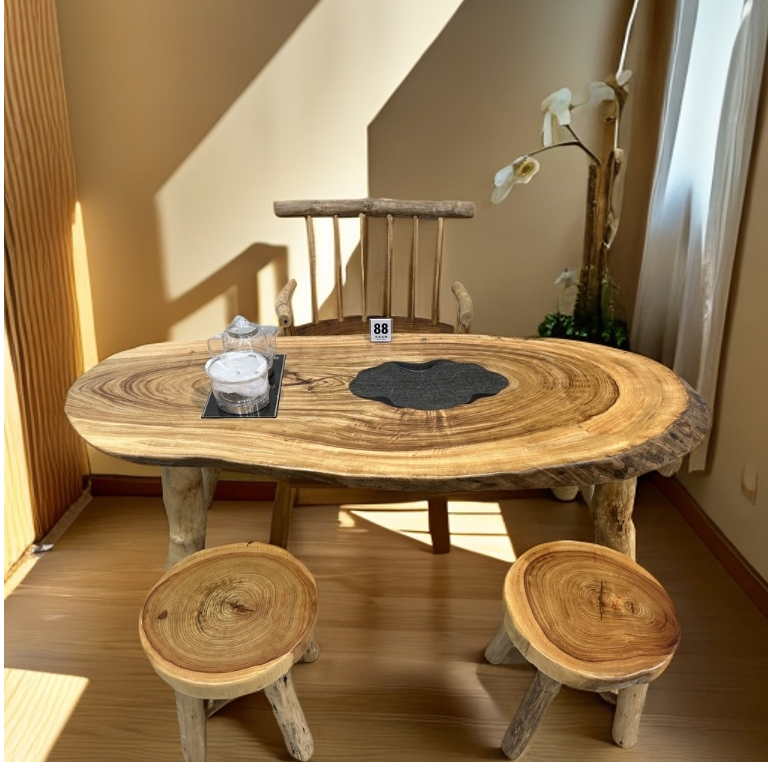 2米斜切大板湿泡茶桌