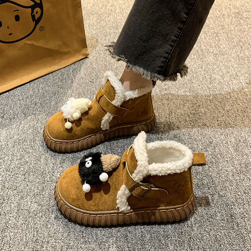 厚底女2023年秋冬新款时尚外穿百搭平底加绒保暖棉鞋女秋冬雪地靴