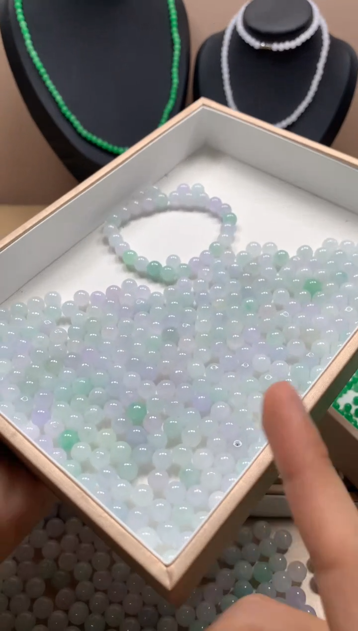 【闪购商品】翡翠散珠7.5-8mm 白冰珠子一颗 多样性发货