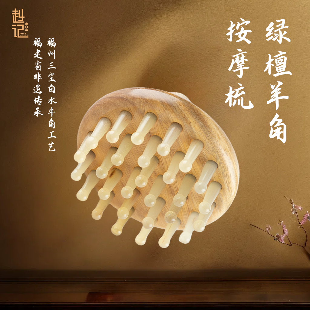 【赵记老白水】圆盘按摩梳 加厚头部经络梳指环梳头疗馆专用防静电