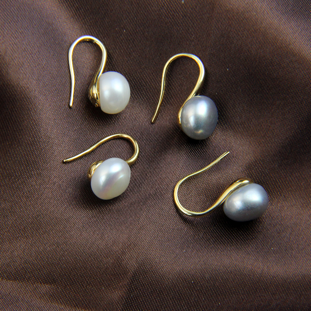 天然淡水珍珠耳钩镜面强光925珍珠法式珍珠耳钩高跟鞋简约耳钉