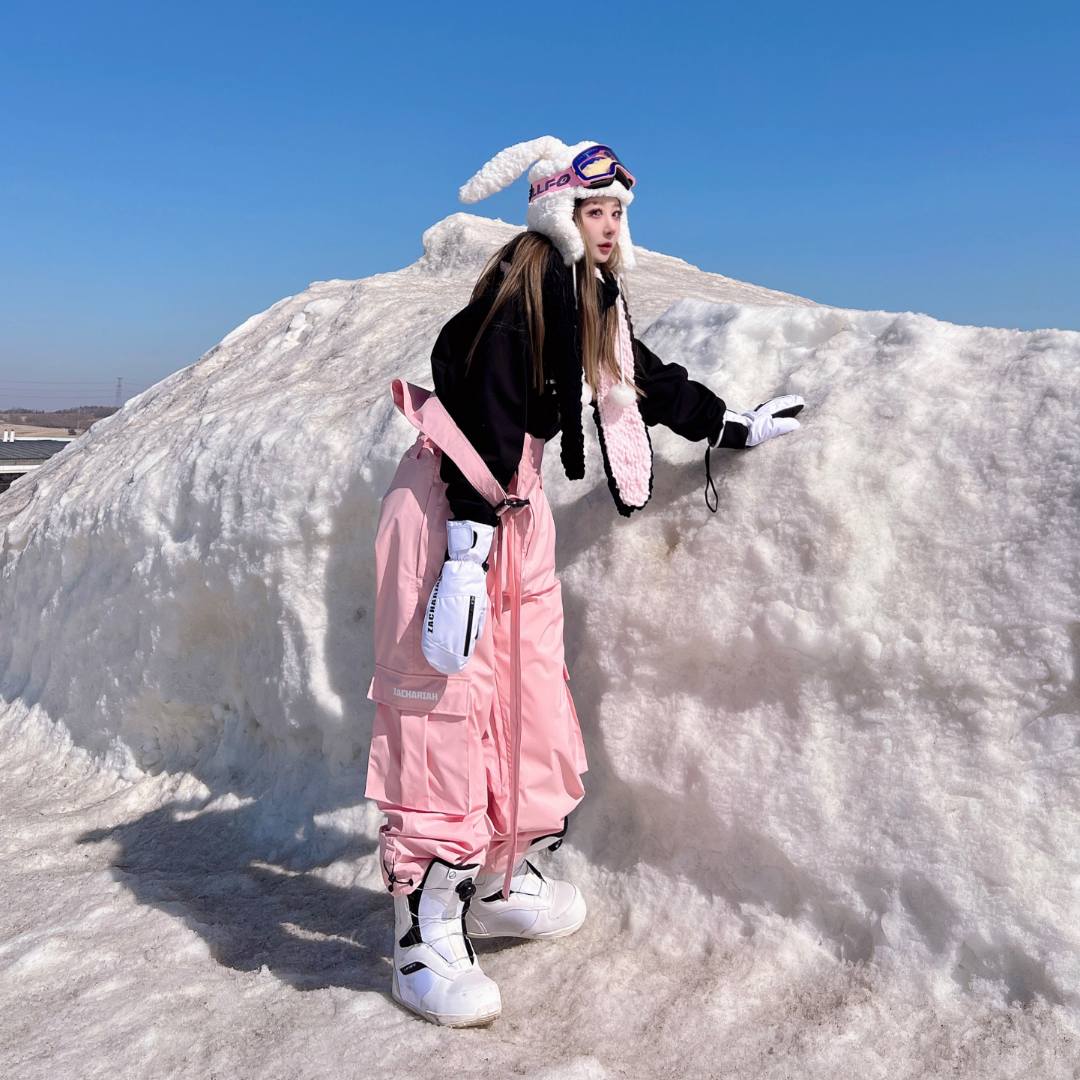 ZACHARIAH【baby粉】机能单肩滑雪背带裤防风透气户外个性宽松连体