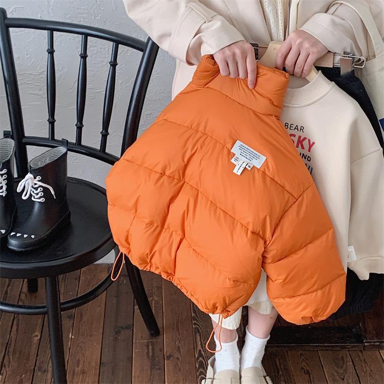 巴拉巴拉儿童面包服羽绒棉棉服2023冬款韩版时髦男女宝宝纯色贴标