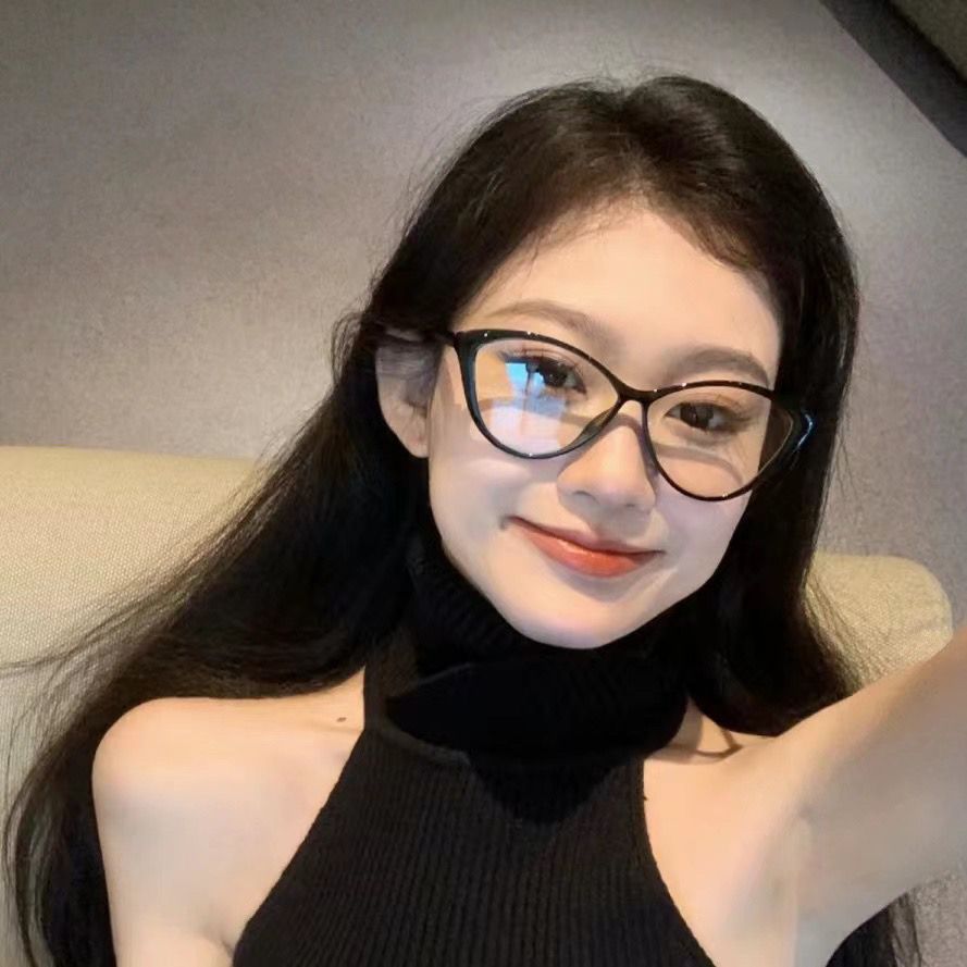 欧美辣妹TR90轻猫形近视眼镜黑框女素颜复古摩登防蓝光平光镜架