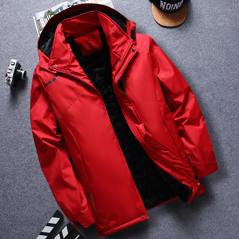 户外男士冬天冬装红色大码男棉服春秋休闲加厚防风加绒登山秋冬季