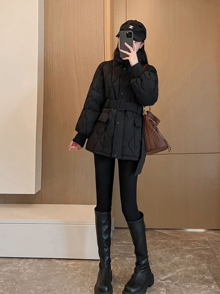 鸭鸭冬装服收腰女短款2023年新款百搭小个子显瘦外套休闲款