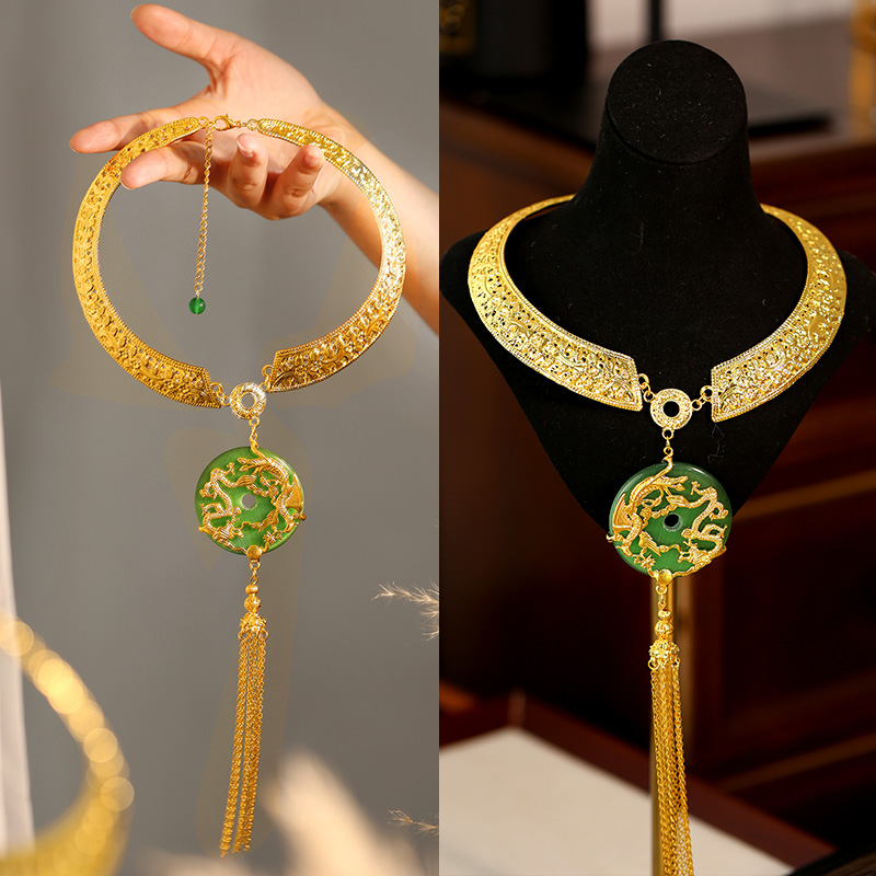 合金项链 高级感新娘项圈中式精致金色秀禾龙凤褂配饰20241169