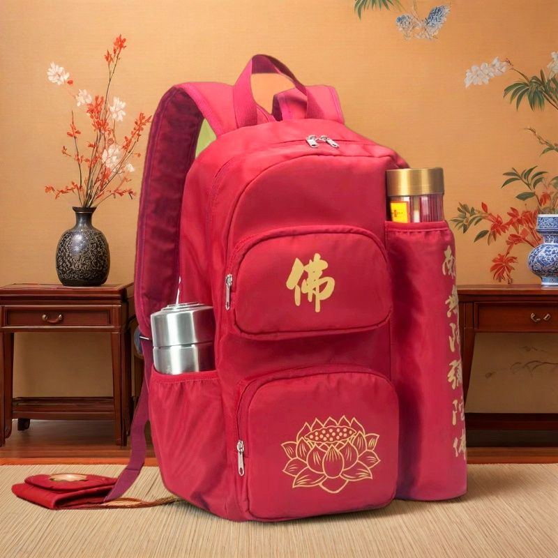 普陀山禅意双肩背包大容量防泼水旅行拜佛袋多功能休闲包工厂直发