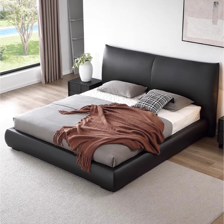 OQFW  意式真皮床意式极简轻奢双人真皮床 1.8米