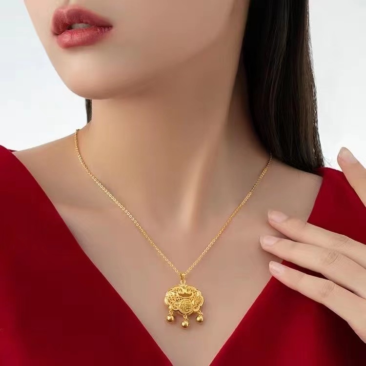 金店同款 小平安锁加O字链